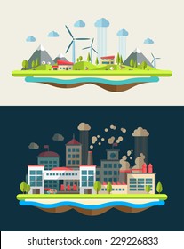 Modern vector flat design conceptual ecological illustration
