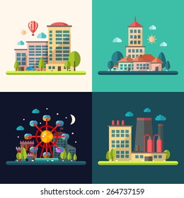 Modern vector flat design conceptual city illustrations