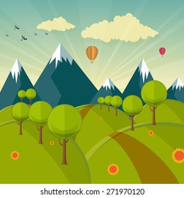 Modern vector flat design conceptual landscape illustration