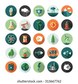 Modern vector flat design conceptual ecological iconsand infographics elements