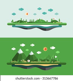 Modern Vector Flat Design Conceptual Landscape Illustration