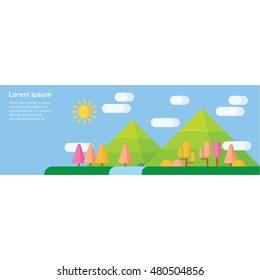 Modern vector flat design natural and ecological landscapes banners