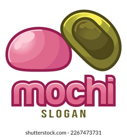 Modern vector flat design simple minimalist cute cartoon logo icon template of mochi for brand shop, cafe, restaurant, bar, emblem, label, badge. Isolated on white background. 