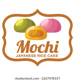 Modern vector flat design simple minimalist cute logo template of mochi for brand shop, cafe, restaurant, bar, emblem, label, badge. Isolated on white background. Retro circle round badge style icon.