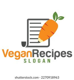 Modern vector flat design simple minimalist cute logo template of vegan vegetarian recipes food logo vector for brand, cafe, restaurant, bar, emblem, label, badge. Isolated on white background.