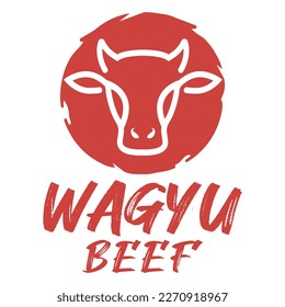 Modern vector flat design simple minimalist logo template of wagyu steak beef barbeque restaurant farm vector for brand, cafe, restaurant, bar, emblem, label, badge. Isolated on white background.