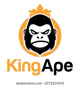 Modern vector flat design simple minimalist logo template of gorilla ape head mascot character vector collection for brand, emblem, label, badge. Isolated on white background.