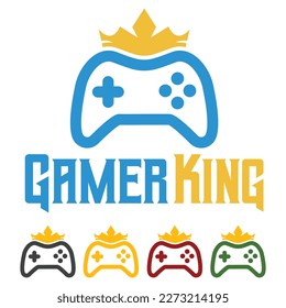 Modern vector flat design simple minimalist logo template of royal king gamer console vector for brand, emblem, label, badge. Isolated on white background.