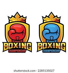 Modern vector flat design simple minimalist logo template of royal boxing king club academy championship vector for brand, emblem, label, badge. Isolated on white background.