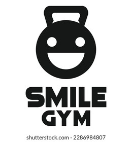 Modern vector flat design simple minimalist logo template of smile happy laugh gym fitness head mascot character vector collection for brand, emblem, label, badge. Isolated on white background.