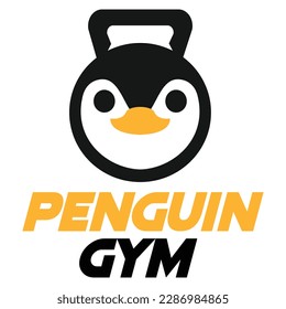 Modern vector flat design simple minimalist logo template of penguin gym fitness head mascot character vector collection for brand, emblem, label, badge. Isolated on white background.