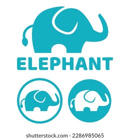 Modern vector flat design simple minimalist logo template of elephant mascot character vector collection for brand, emblem, label, badge. Isolated on white background.