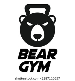 Modern vector flat design simple minimalist logo template of grizzly bear gym fitness head mascot character vector collection for brand, emblem, label, badge. Isolated on white background.