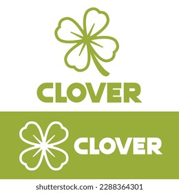 Modern vector flat design simple minimalist logo template of 4 leaf clover shamrock vector for brand, emblem, label, badge. Isolated on white background.