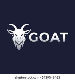 Modern vector flat design simple minimalist logo template of goat cartoon head vector for brand, emblem, label, badge. Isolated on white background.