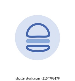 modern vector flat hamburger icon with a blue design used in digital fast food burger illustrations or poster illustration elements, burger food menu icon with two colors very simple duotone line eps