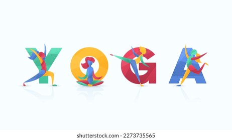 Modern vector flat illustration aimed at inspiring everyone to fitness and yoga. The work uses abstract elements. Unleash your potential - that's what really matters. Feel the lightness and energy of 