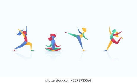 Modern vector flat illustration aimed at inspiring everyone to fitness and yoga. The work uses abstract elements. Unleash your potential - that's what really matters. Feel the lightness and energy of 