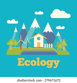 modern vector flat illustration of ecology house