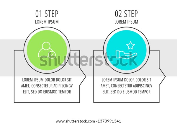 現代のベクター画像フラットイラスト 図形 アイコン 矢印の2つのエレメントを持つインフォグラフィック円テンプレート プレゼンテーション ウェブデザイン インターフェイス 教育 図を2段階に分けて設計したタイムライン のベクター画像素材 ロイヤリティフリー
