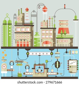 modern vector flat illustration of manufacturing mobile pac tablet
