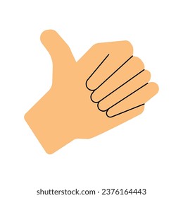 Modern vector flat illustration. Orange hand with thumb up.