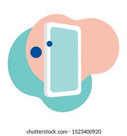 Modern vector flat Illustration with smartphone. Phone with touch screen. Concept of modern technology. 