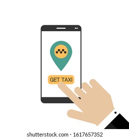 Modern vector flat mobile app design set of taxi booking. Onboarding screens and button for online taxi booking