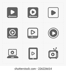 Modern vector flat video player icons.