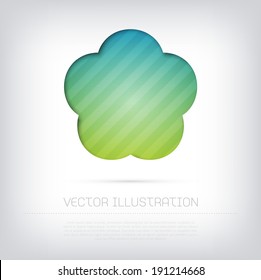 Modern vector flower icon with bright colorful striped background. Cut out style with inner shadow. Can be used as postcard template.