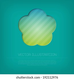 Modern vector flower icon with bright colorful striped background. Cut out style with inner shadow.