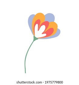 Modern vector flower icon in flat style. Can be Used for web, mobile, UI and Infographic design, printsstickers, icons,  childrens room wall decor. Vector illustration on white background.
