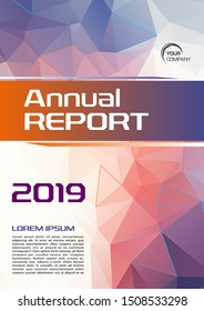 Modern vector flyer, annual report, brochure cover, background with colorful low poly triangle