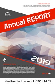 Modern vector flyer, annual report, brochure cover and background with colorful low poly triangle in red color