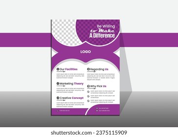 modern vector flyer design template for using business, company or other purposes. flyer design with purple gradient color.