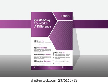 modern vector flyer design template for using business, company or other purposes. flyer design with purple gradient color.