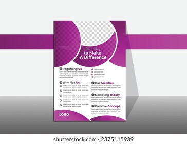 modern vector flyer design template for using business, company or other purposes. flyer design with purple gradient color.