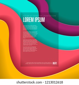 Modern vector flyer template with colorful paper cut effect