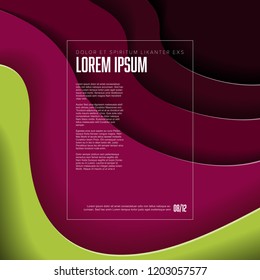Modern vector flyer template with deep purple paper cut effect