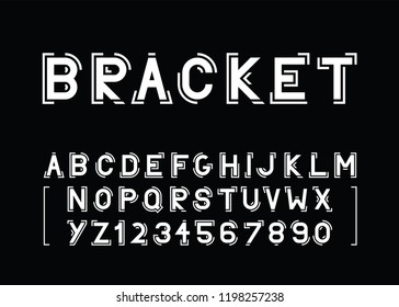modern vector font and the alphabet with brackets