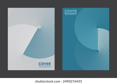 Modern vector geometric abstract background featuring an infinity symbol design and halftone dot pattern in blue tones. For cove, digital artwork, posters, annual report. Minimalist style.