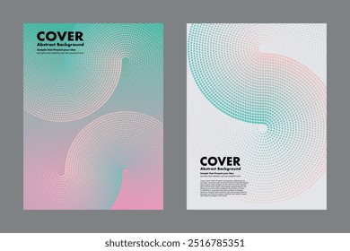 Modern vector geometric abstract background featuring an infinity symbol design and halftone dot pattern on soft gradient colors. For cover, digital artwork, posters, annual report. Minimalist style.