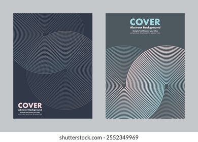 Modern vector geometric abstract background featuring an infinity symbol design and lines pattern in grayish blue tones. For cover, digital artwork, posters, annual report. Minimalist style.