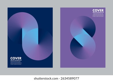 Modern vector geometric abstract background design with gradient purple and dark blue hues, symbolizing infinity and loop. For modern covers, posters, digital artwork, annual report, presentation.