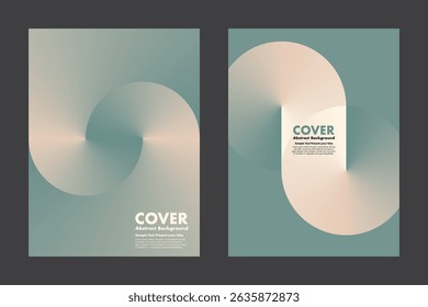 Modern vector geometric abstract background design with gradient grayish green and light yellow, symbolizing infinity and loop. For covers, posters, digital artwork, presentations, annual reports.