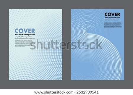 Modern vector geometric abstract background featuring an infinity symbol design and halftone dot pattern on blue gradient. For cover, digital artwork, posters, annual report. Minimalist style.