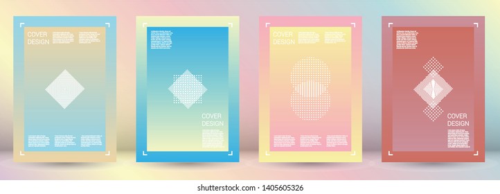 Modern Vector Geometric Cover Design with Gradient and Abstract Lines and Figures for your Business. Brochure Design with Hologram, Gradient Effect for Disco Party.