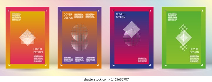 Modern Vector Geometric Cover Design with Gradient and Abstract Lines and Figures for your Business. Banner Design with Hologram, Gradient Effect for Electronic Festival.