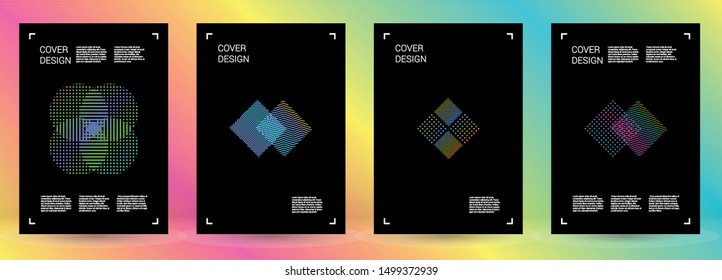 Modern Vector Geometric Cover Design with Gradient and Abstract Lines and Figures for your Business. Layout Design with Hologram, Gradient Effect for Annual Report.