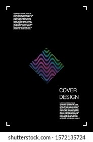 Modern Vector Geometric Cover Design with Gradient and Abstract Lines and Figures for your Business. Catalog Design with Hologram, Gradient Effect for Dj Party.